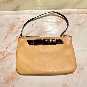 Kate Spade Tan/ Caramel Small Leather Zipper Pouchette/Wristlet